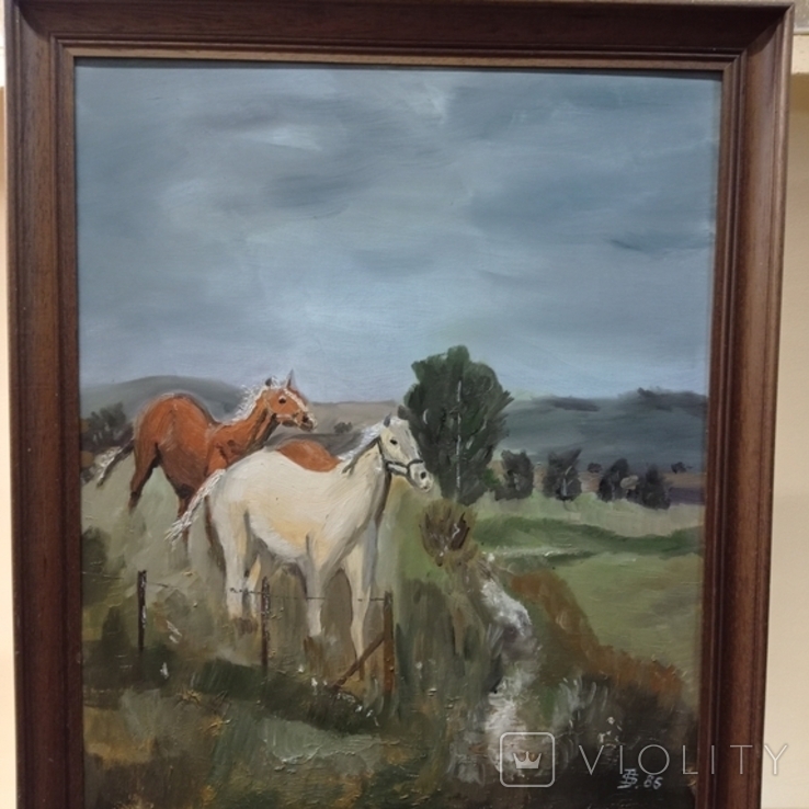Antique painting "Horses", oil, Germany. Original., photo number 2