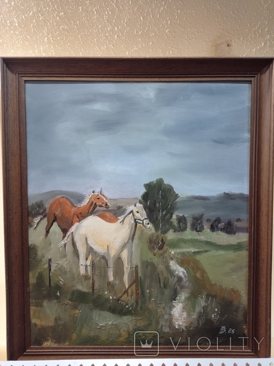 Antique painting "Horses", oil, Germany. Original., photo number 8