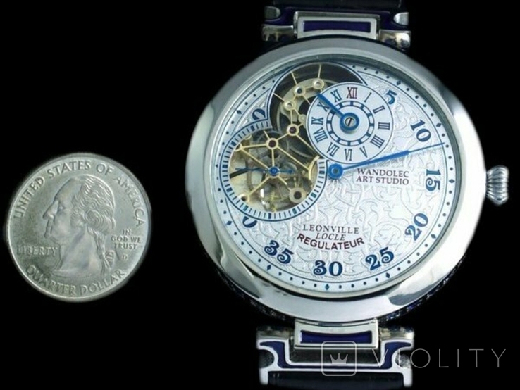 Men's wristwatch Wandolec regulator Leonville Swiss, semi-skeleton with crystals, photo number 12