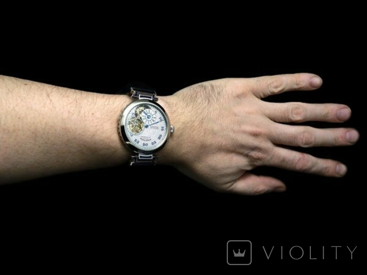 Men's wristwatch Wandolec regulator Leonville Swiss, semi-skeleton with crystals, photo number 13