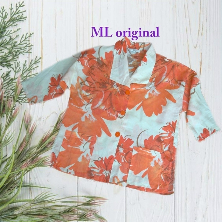 ML original Льняной Стильный пиджак женский в цветочный принт Германия, фото №3
