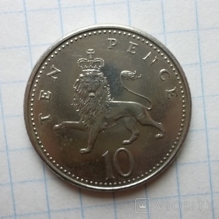 Велика Британія 10 пенсів, 1992 Новий тип: 24.5 мм, 6.5 г, фото №2