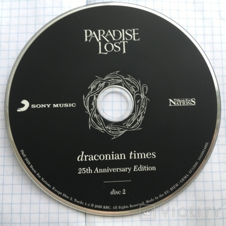 Два диска PARADISE LOST DRACONIAN TIMES - 25th Anniversary Edition (2CD) Sony music 2020, photo number 9