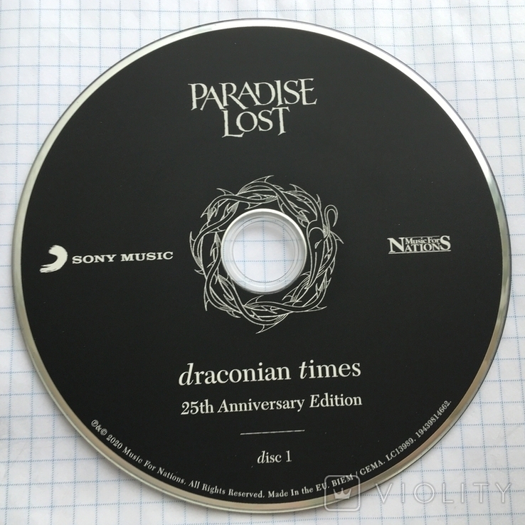 Два диска Paradise Lost - Draconian Times 25th Anniversary Edition (2CD) Sony music 2020 №, photo number 3