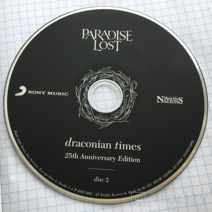 Два диска Paradise Lost - Draconian Times 25th Anniversary Edition (2CD) Sony music 2020 №, photo number 11