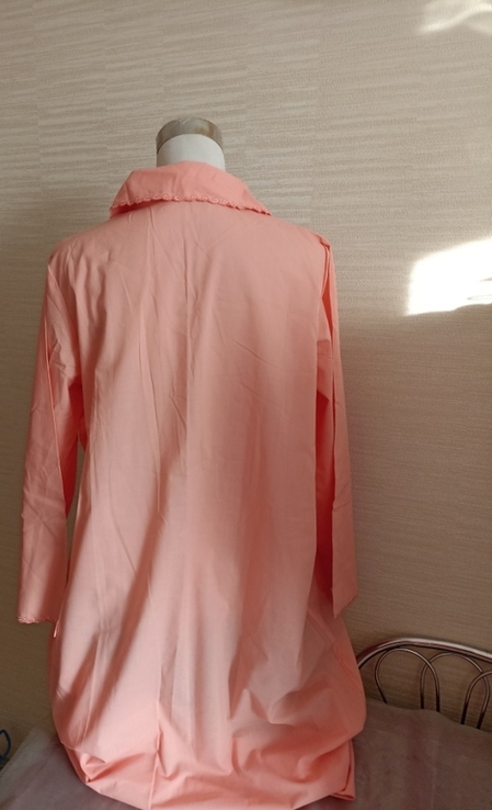 Красивая женская ночная рубашка винтаж 80-х дл. рукав с кармашком абрикос Китай, фото №5