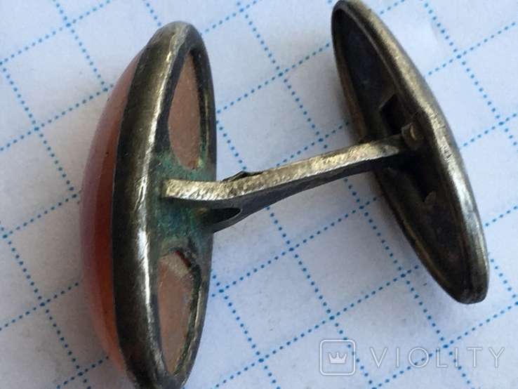 Запонки серебро 875пр.клеймо РС 2 нат. камни до 1958 года, фото №5