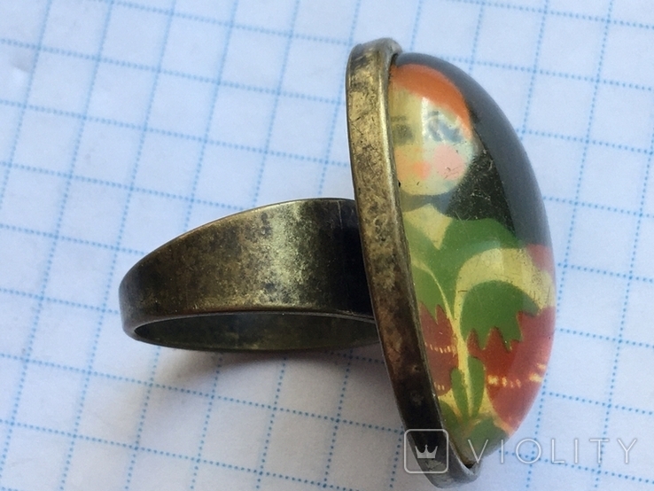 Кольцо матрешка бронза оргстекло, фото №3