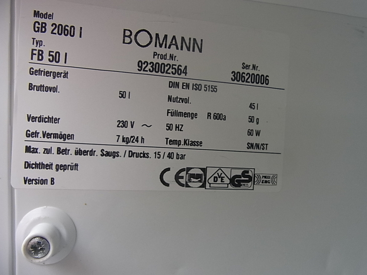 Морозильна камера BOMANN GB 2060 50 літрів 53х52х55 см № - 7 з Німеччини, фото №10
