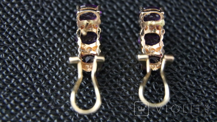 Gold earrings, 585, amethyst, William Lam Co, USA, 4.6 g, photo number 5