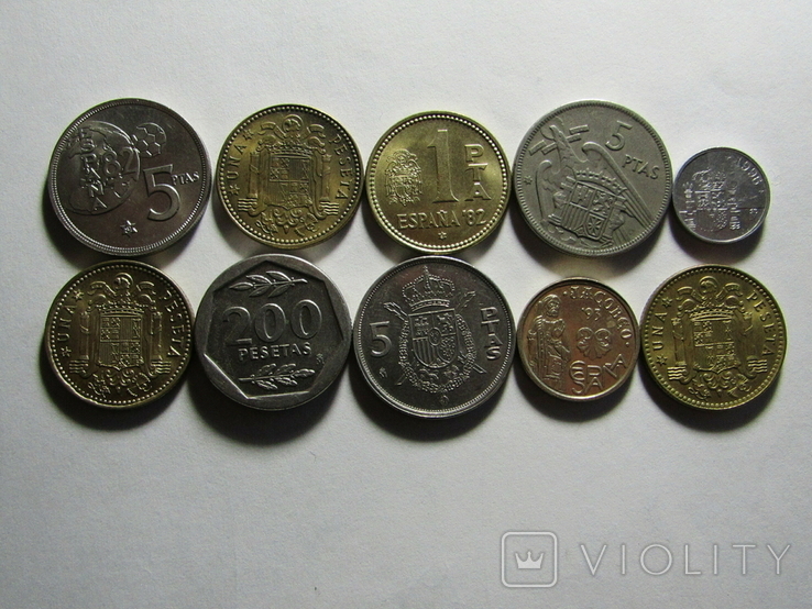 Монети Іспанії 10шт. (всі різні), фото №2