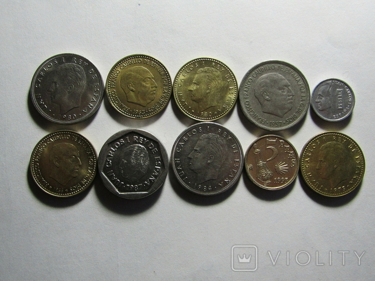 Монети Іспанії 10шт. (всі різні), фото №6