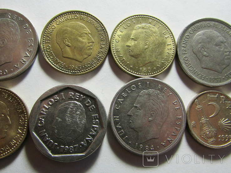 Монети Іспанії 10шт. (всі різні), фото №8
