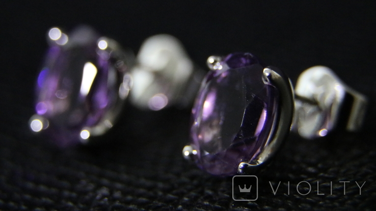 Gold stud earrings with amethyst, 750, 4 g, photo number 3