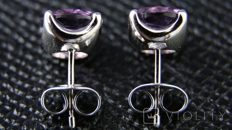 Gold stud earrings with amethyst, 750, 4 g, photo number 4