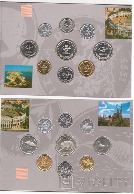 Croatia Хорватия - набор 9 монет 1 2 5 10 20 50 Lipa 1 2 5 Kuna 1993 in folder