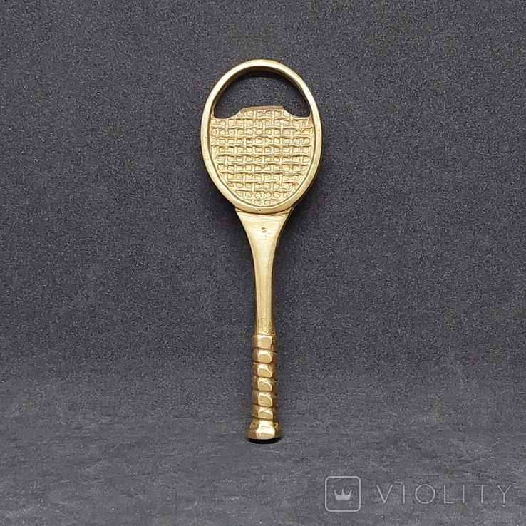 Винтажная бронзовая открывалка Германия теннисная ракетка открывалка для пива Германия, фото №5