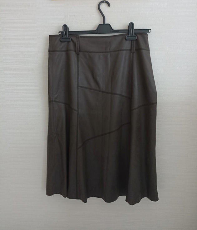 Bonita Красивая женская юбка под кожу/замш шоколадного цвета 42, фото №4