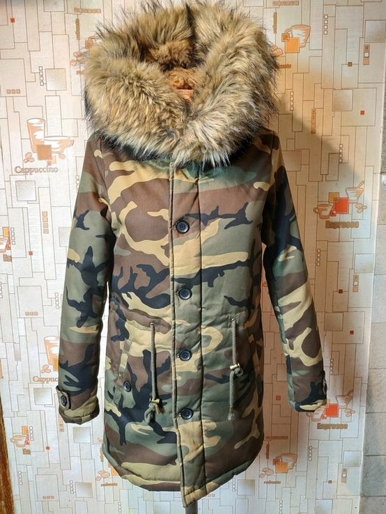 Тепла жіноча куртка типу натовської N2B камуфляж хутро р-р XS, фото №2