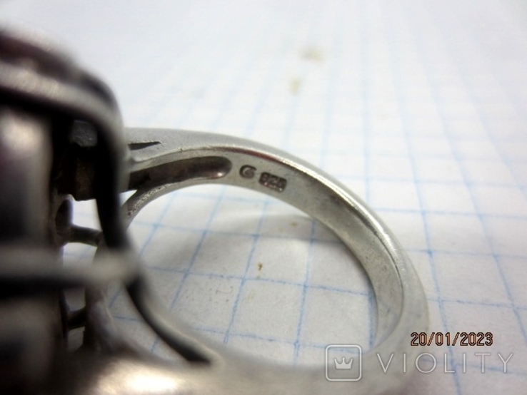 Каблучка вінтажна срібна піропова гранат 925 проби, фото №9