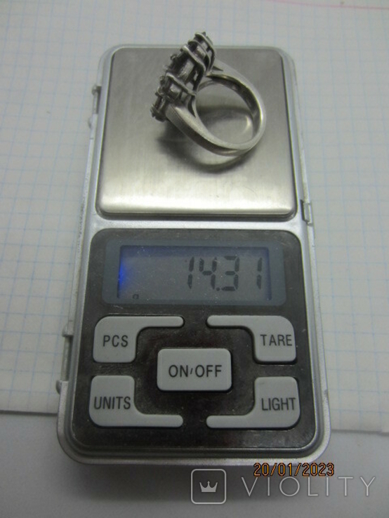 Каблучка вінтажна срібна піропова гранат 925 проби, фото №11