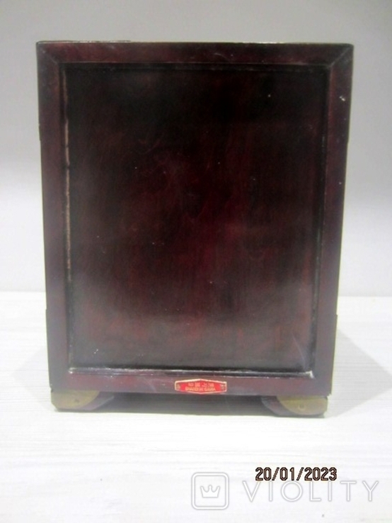 Vintage casket chinese lacquer wood jade, photo number 7