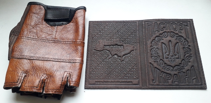 Безпалые перчатки +бонус кожаная обложка под паспорт., photo number 2