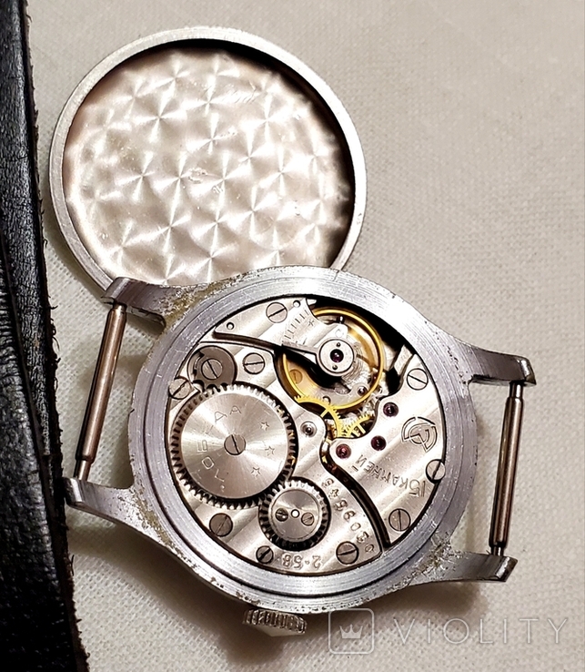 Watch Pobeda 15 jewels 1958 with a picture on the dial on the strap of the USSR, photo number 9