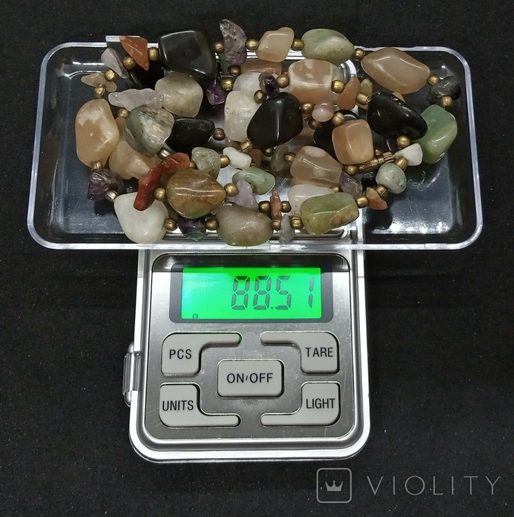 Намисто з різних натуральних каменів, вага 88,51 грама, вінтаж., фото №7