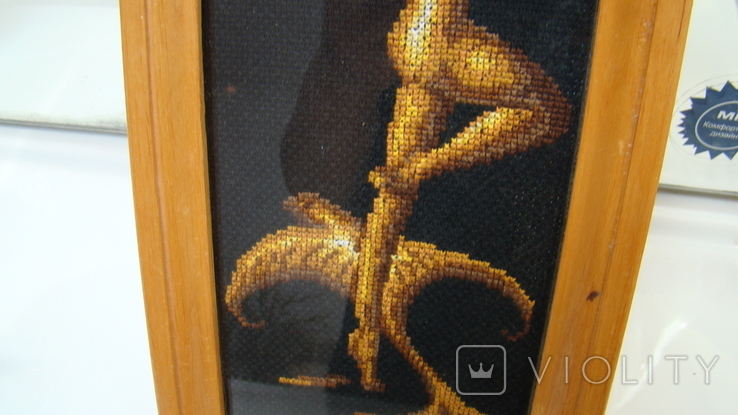 Nude girl, embroidered picture in a frame under glass, size 10.5 x 23.5 cm, photo number 8