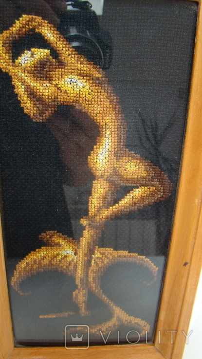 Nude girl, embroidered picture in a frame under glass, size 10.5 x 23.5 cm, photo number 10
