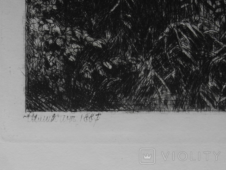 И. И. Шишкин, офорт. На реке, после дождя 1887г. гравюра., фото №6