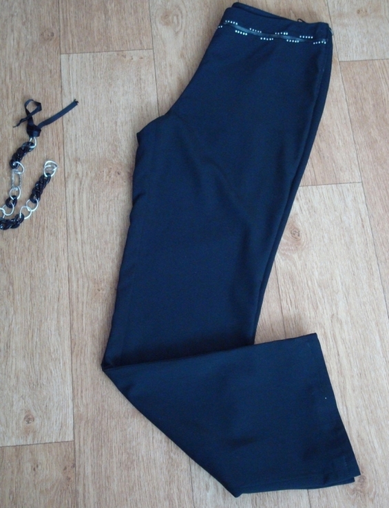 Летние женские брюки легкие средняя посадка черные 48, фото №3