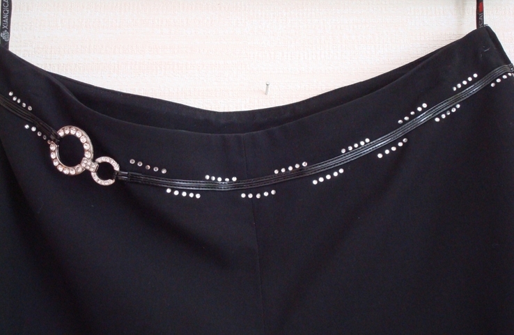 Летние женские брюки легкие средняя посадка черные 48, фото №4