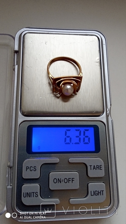 Серьги и кольцо золото 585, жемчуг. бриллианты., фото №12