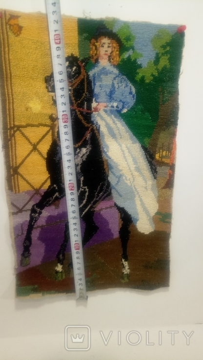 Tapestry 25.5 cm.* 41 cm." Lady on horseback "Times of the USSR., photo number 5