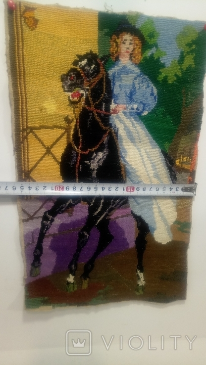 Tapestry 25.5 cm.* 41 cm." Lady on horseback "Times of the USSR., photo number 6