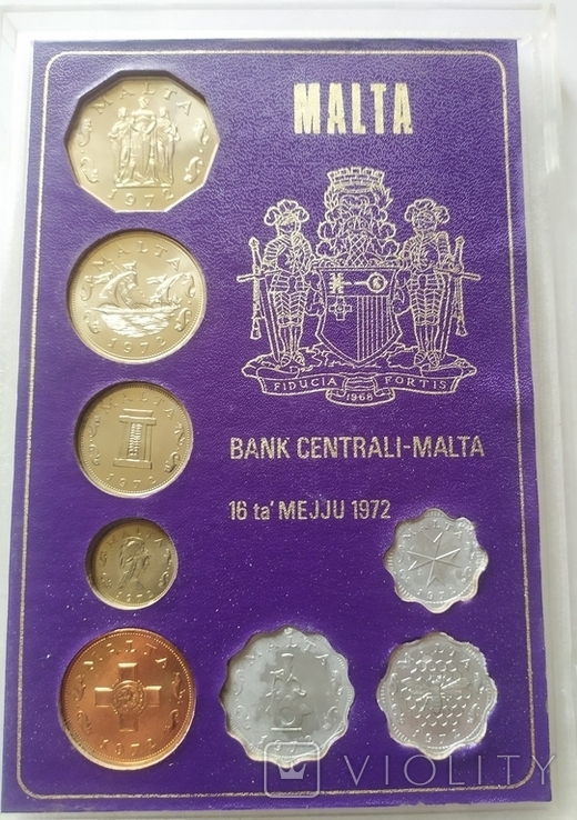 Malta Malta - set of 8 coins 2 3 5 Mils 1 2 5 10 50 Cents 1972 - a - in case, photo number 2