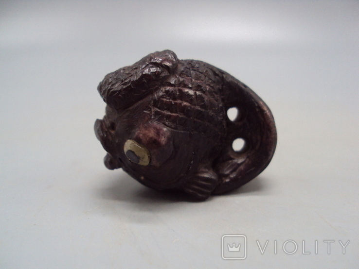 Netsuke figure, bone, mammoth tusk, miniature, fish, fish, carving, height: 3.3 cm, weight: 26.41 g, photo number 2