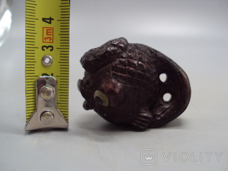 Netsuke figure, bone, mammoth tusk, miniature, fish, fish, carving, height: 3.3 cm, weight: 26.41 g, photo number 3
