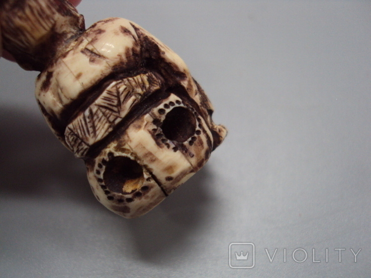 Figure netsuke bone mammoth tusk miniature japanese sage elder sitting 3.9 cm weight 15.98 g, photo number 9