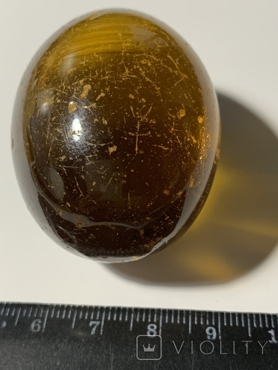 Старинное пасхальное стеклянное яйцо цветного стекла янтарного цвета, photo number 6