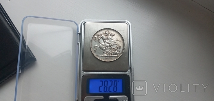 Лот 40. Срібна монета крона 1889 925 проба 28 грам, фото №7