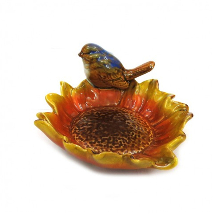 Конфетница керамическая Цветок с птицей, фото №2