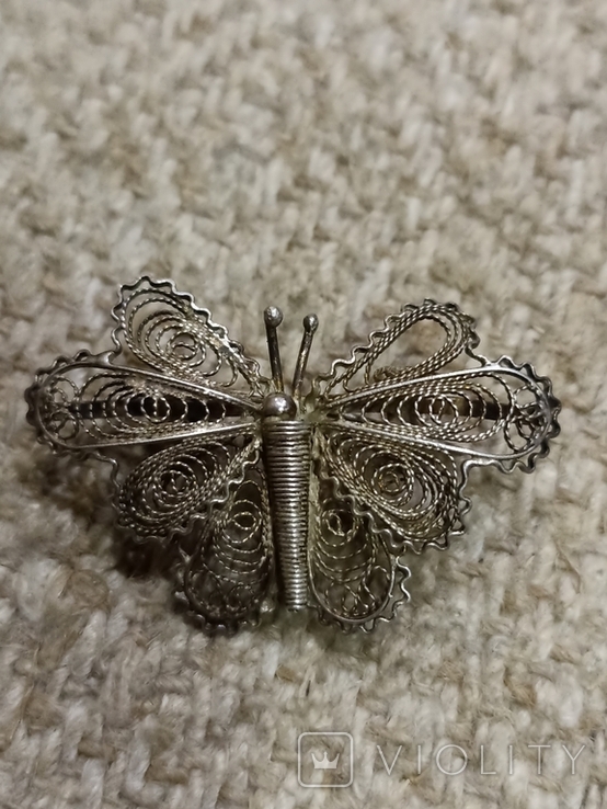 Брошка метелик, срібло 925 проби, 3,1 грам, фото №2