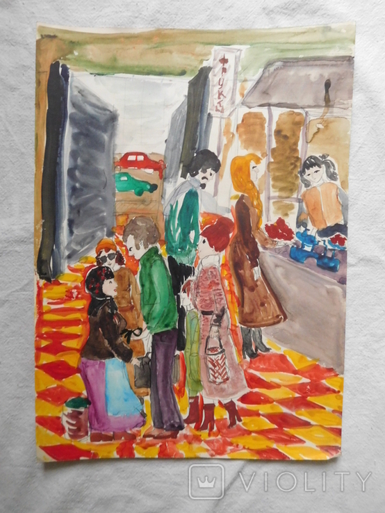 Дитячий малюнок вулиця місто базар, фото №2