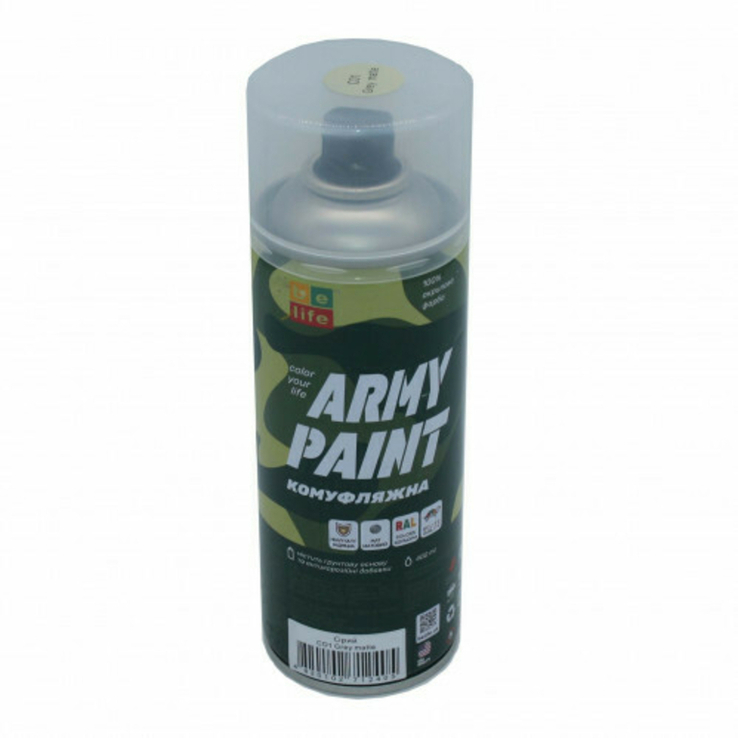 Краска камуфляжная Belife Army Paint Grey Matte серый матовый 400 мл