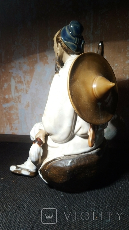 Большая Старинная статуэтка Мастер боевых искусств Люй Дунбинь. Китай, фото №10