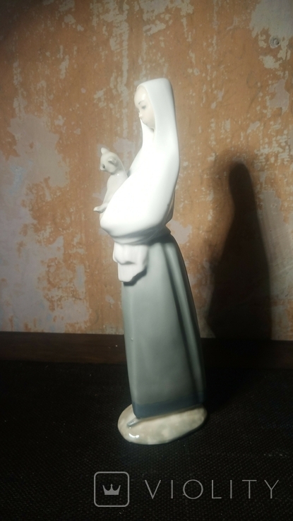 Tang S.L. LLADRO Девушка с котенком. Высокая фарфоровая статуэтка 29 см 1970е Испания, фото №7