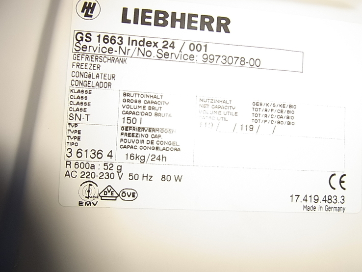 Морозильна камера LIEBHERR Comfort 150 літрів 4 ящика 60x103 см з Німеччини, numer zdjęcia 10